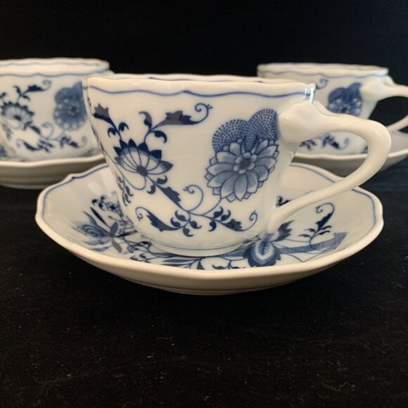3 Blue Danube Porcelain Coffee Cups w/Saucers Japan Demitasse Rectangle Mark - Picture 2 of 10